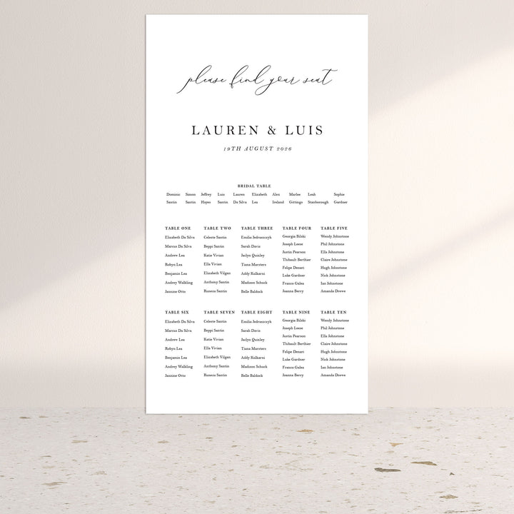LAUREN Seating Chart