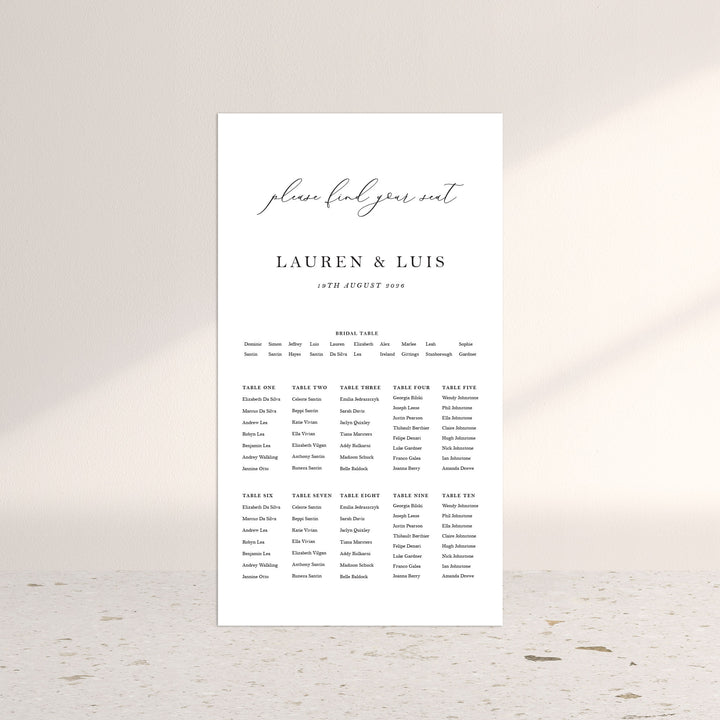 LAUREN Seating Chart