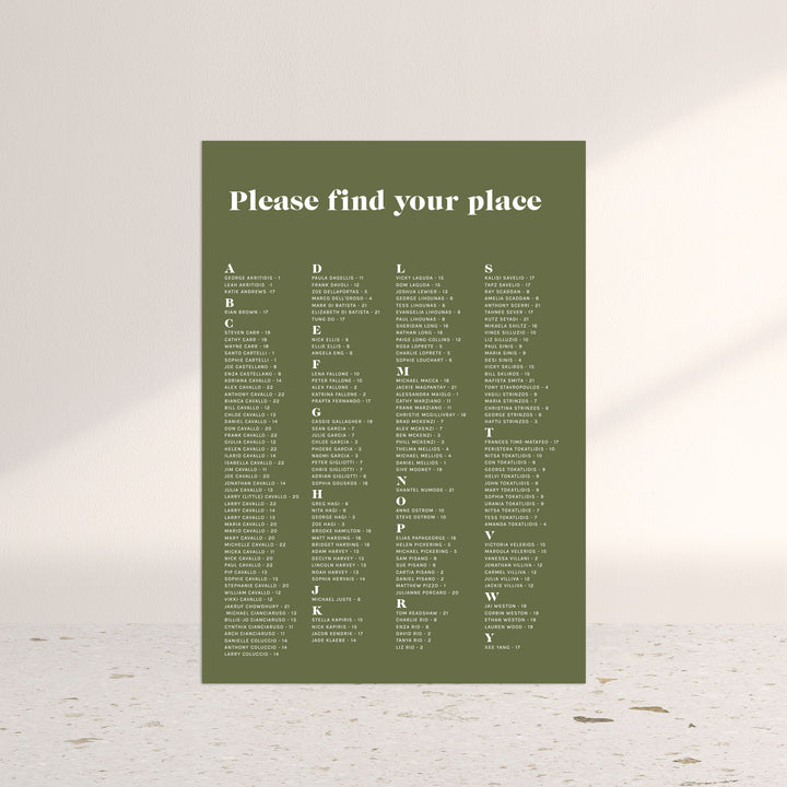 MEAGHAN Seating Chart