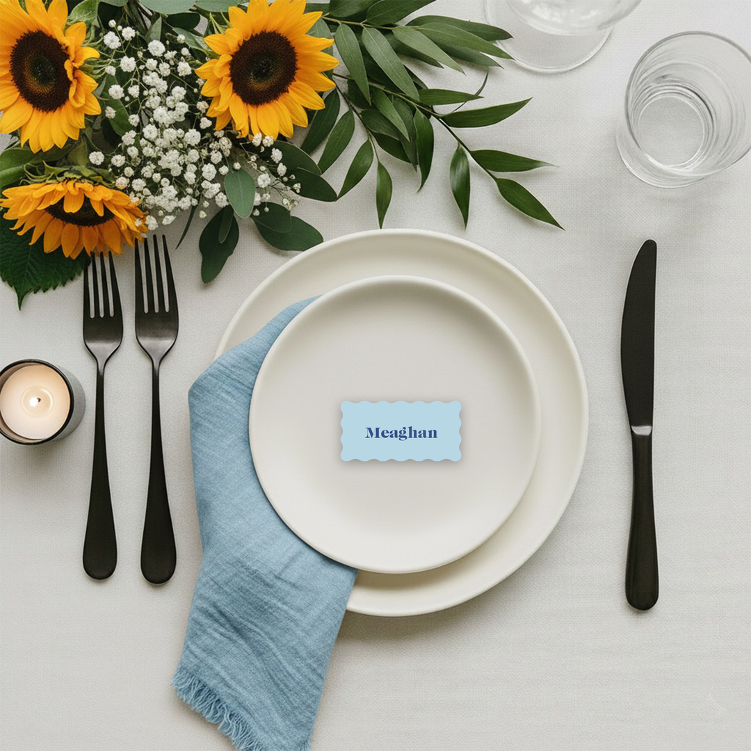 blue wave wedding place card