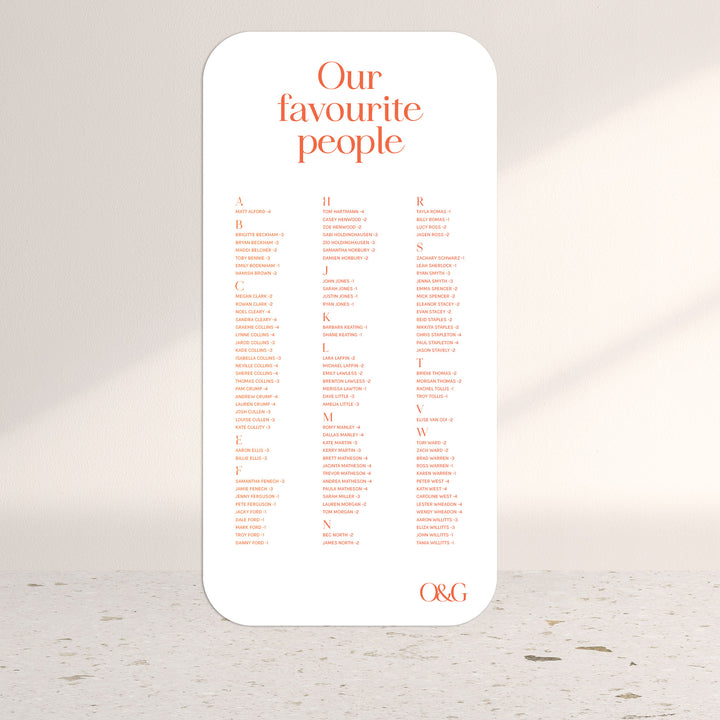 OLIVIA Seating Chart