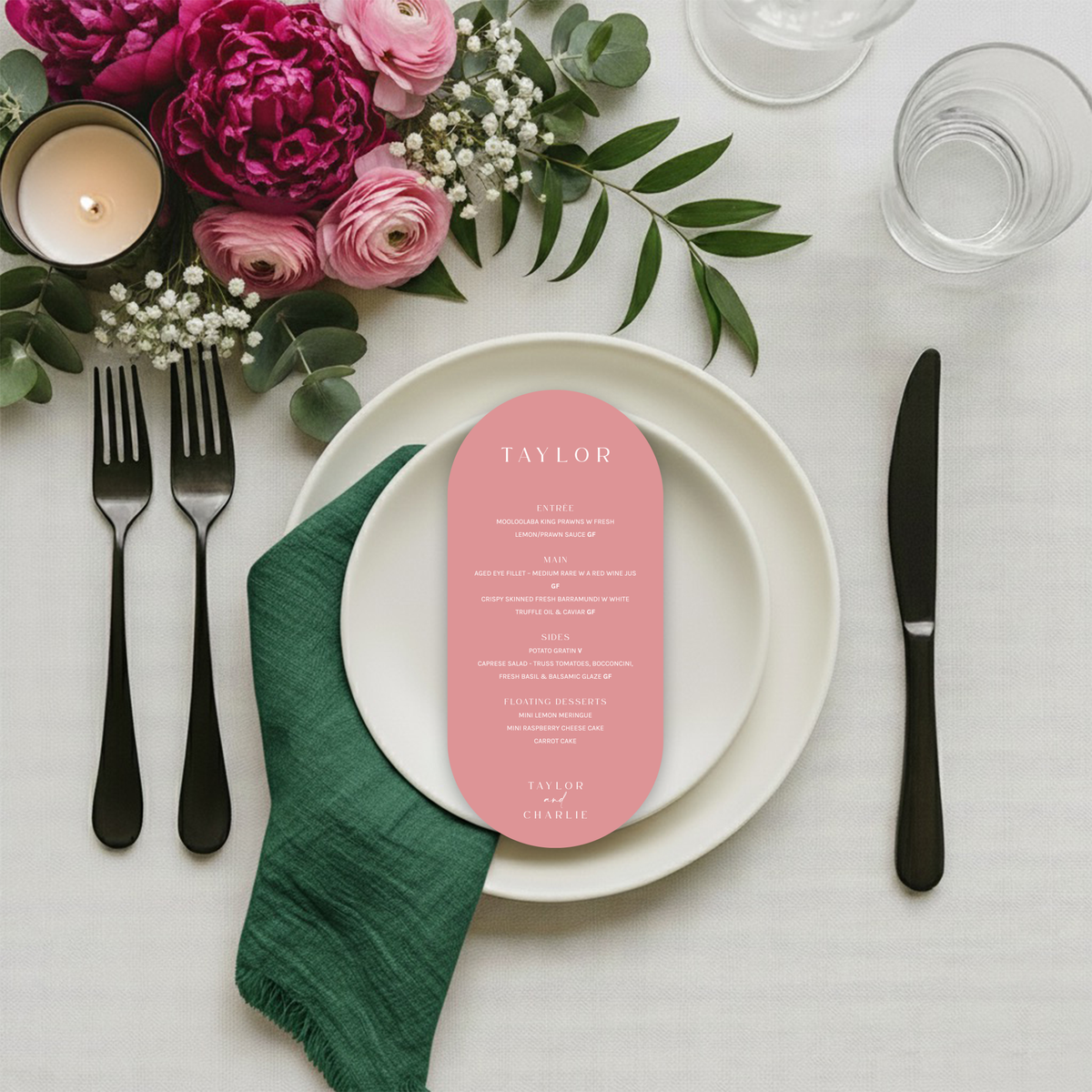 TAYLOR Menu – Ivory & Ink Weddings