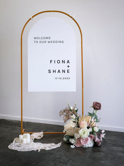 Ivory and Ink Weddings Hire Arch Gold Metal Stand Hire