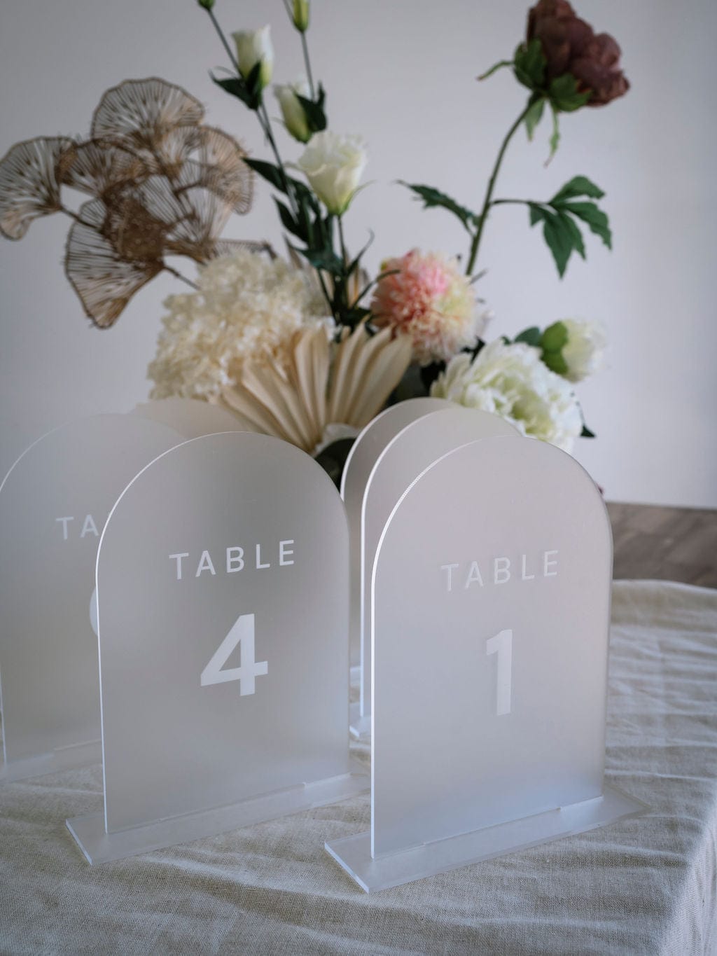 Ivory and Ink Weddings Hire Frosted Acrylic Table Numbers