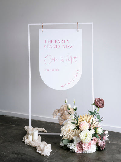 Ivory and Ink Weddings Hire White Metal Stand