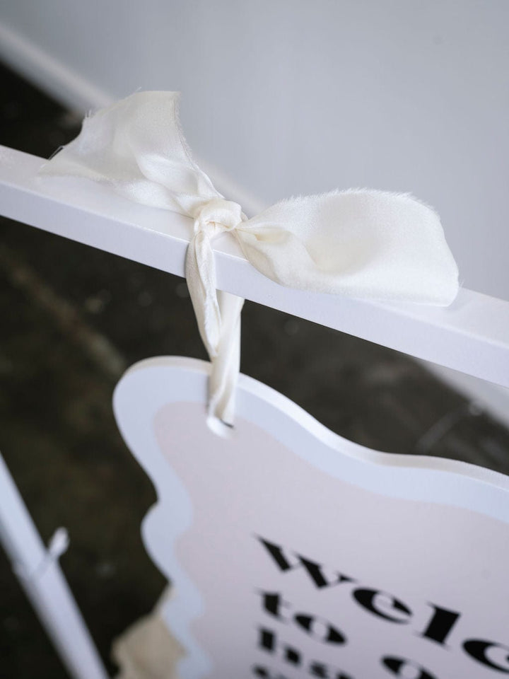 Ivory and Ink Weddings Hire White Mini Metal Stand Hire