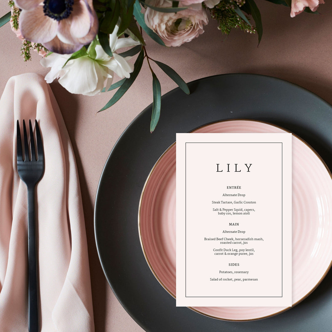 Ivory & Ink Weddings Menu LILY Menu