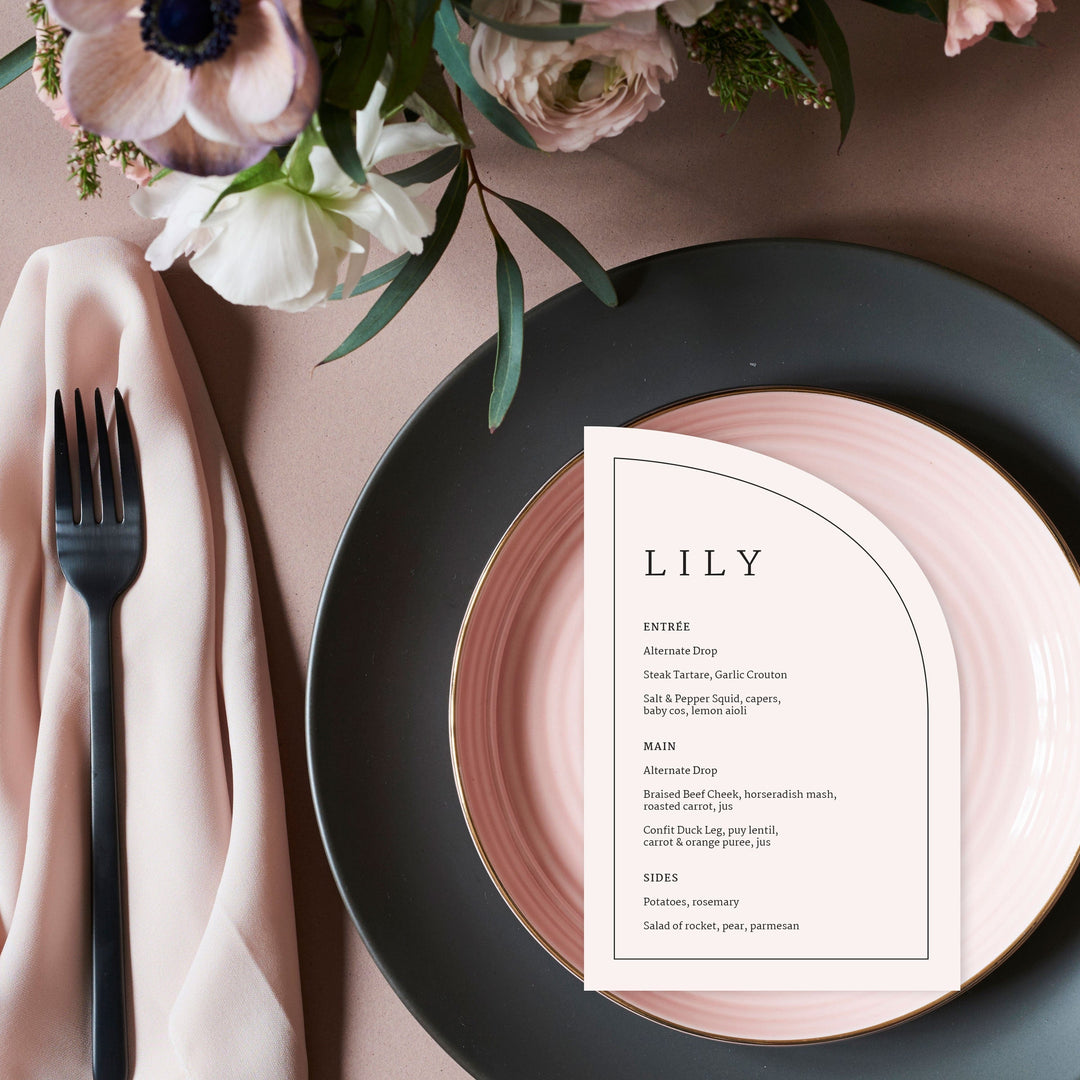 Ivory & Ink Weddings Menu LILY Menu