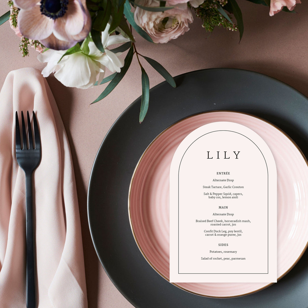 Ivory & Ink Weddings Menu LILY Menu