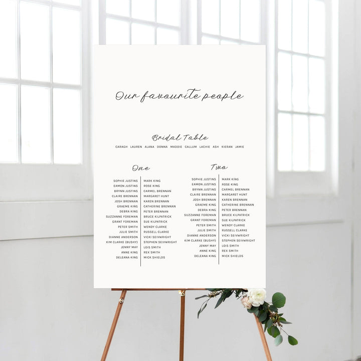 Ivory & Ink Weddings Seating Chart AMY Seating Chart