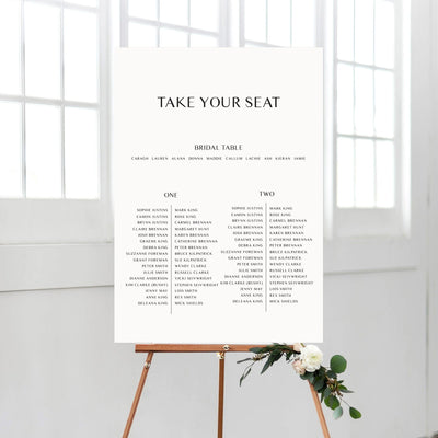 Ivory and Ink Weddings Seating Chart JANE Seating Chart