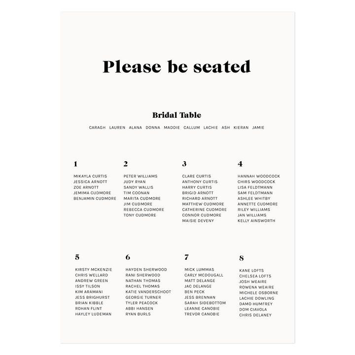 Ivory and Ink Weddings Seating Chart MEAGHAN Seating Chart