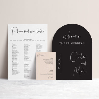 Ivory and Ink Weddings Welcome Sign CHLOE 3 Sign Package