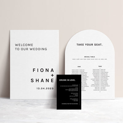 Ivory and Ink Weddings Welcome Sign FIONA 3 Sign Package
